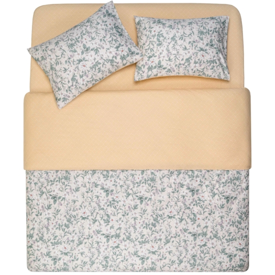 ARDESTO Bedding set 1.5 Gloria, sateen, duvet cover160x220cm, bed sheet 160x220cm, pillowcases (2) 50x70cm, 100% cotton, flowers уellow