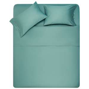 ARDESTO Bedding set 1.5 Mix&Match, sateen, duvet cover 160x220cm, bed sheet 180x240cm, pillowcases (2) 50x70cm, 100% cotton, green