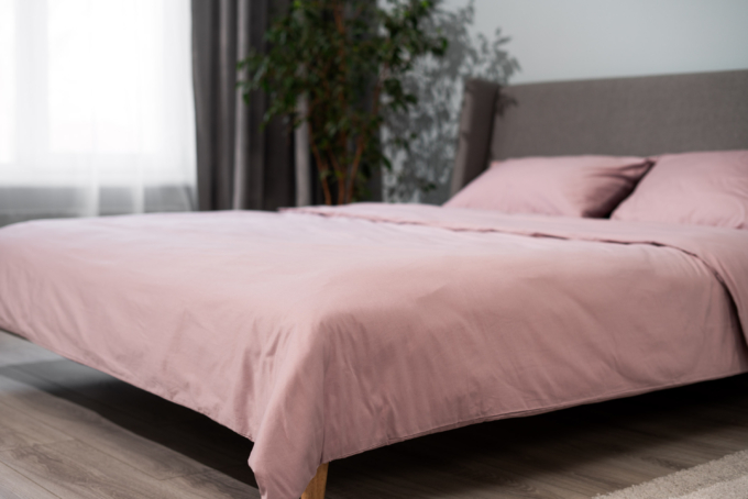 ARDESTO Bedding set 1.5 Mix&Match, sateen, duvet cover 160x220cm, bed sheet 180x240cm, pillowcases (2) 50x70cm, 100% cotton, light pink