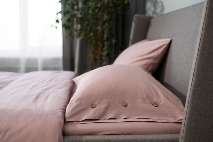 ARDESTO Bedding set 1.5 Mix&Match, sateen, duvet cover 160x220cm, bed sheet 180x240cm, pillowcases (2) 50x70cm, 100% cotton, light pink