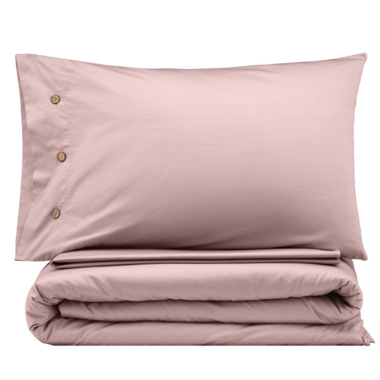 ARDESTO Bedding set 1.5 Mix&Match, sateen, duvet cover 160x220cm, bed sheet 180x240cm, pillowcases (2) 50x70cm, 100% cotton, light pink