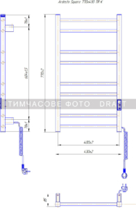 ARDESTO Полотенцесушитель электрический Square-TR K, 770×430х80мм, таймер-регулятор, сталь, черный матовый