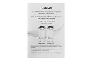 ARDESTO Humidifier ultrasonic, 40m2, 4L, 300ml/h, electr. control, remote control, up. bay of water, white