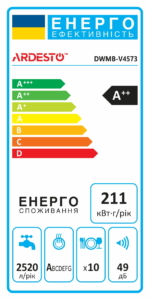 ARDESTO Посудомийна машина вбудовувана, 10компл., А++, 45см, 3й кошик, білий