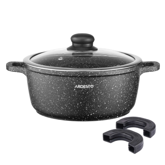 ARDESTO Casserole with glass lid Gemini Anzio, 5l, aluminium, black