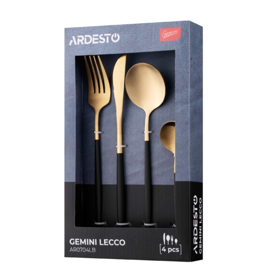 ARDESTO Cutlery set Gemini Lecco, 4pcs, stainless steel, golden-black