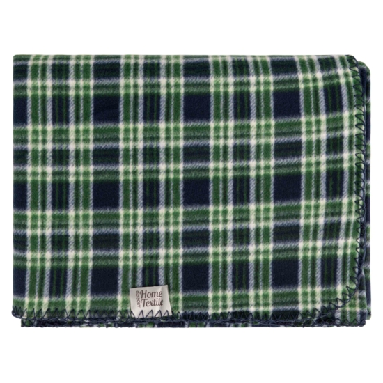 ARDESTO Fleece blanket 130x160cm, 100% polyester, check, green