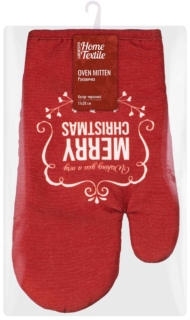 ARDESTO Oven mitten Happy Holidays 17х28cm, 90% polyester, 10% cotton, red