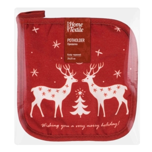 ARDESTO Potholder Happy Holidays 20х20cm, 90% polyester, 10% cotton, red