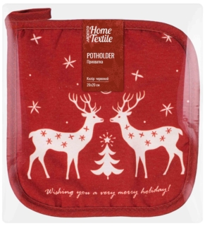 ARDESTO Potholder Happy Holidays 20х20cm, 90% polyester, 10% cotton, red