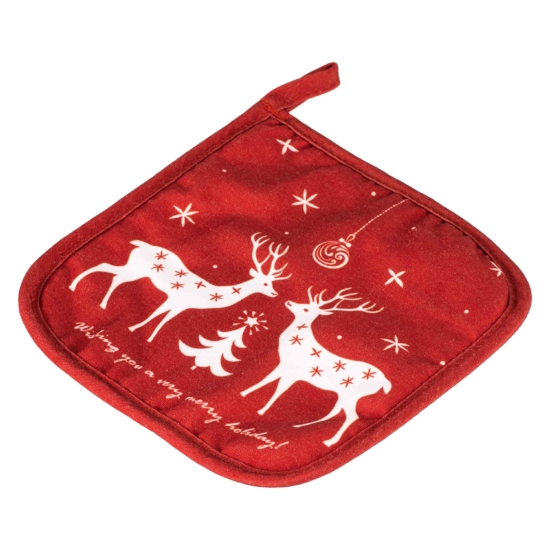 ARDESTO Potholders set for kitchen Happy Holidays 17х28cm, 20х20cm, 90% polyester, 10% cotton, red