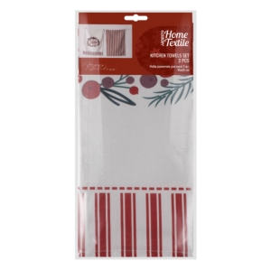 ARDESTO Kitchen towels set Happy Holidays 45х65cm, 2pcs, 90% polyester, 10% cotton, red and white