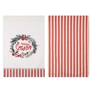 ARDESTO Kitchen towels set Happy Holidays 45х65cm, 2pcs, 90% polyester, 10% cotton, red and white