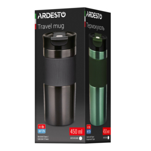 ARDESTO Travel mug Comfort 450ml, stainless steel, black