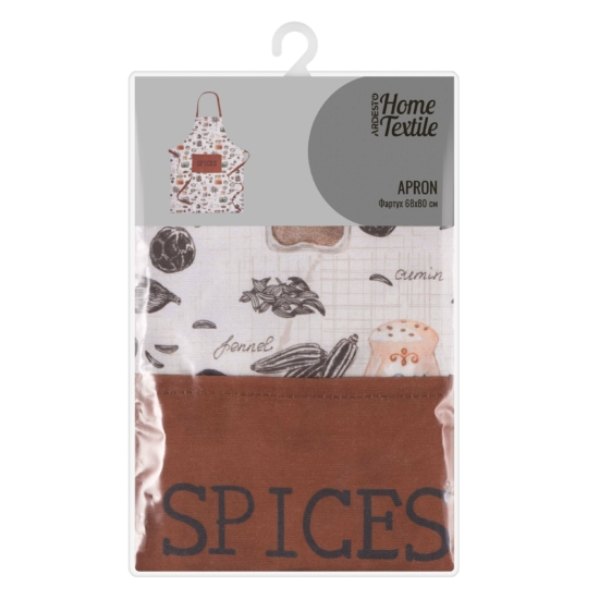 ARDESTO Apron Spice 68х80cm, 90% polyester, 10% cotton, white-brown