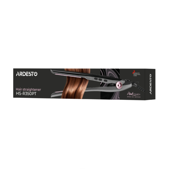 ARDESTO Hair straightener Pink Touch, 32W, 110-200C, ceramics, gray+pink