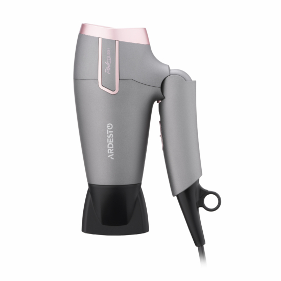 ARDESTO Hair Dryer Pink Touch, 2000W, 2 speeds, 2 heat setting, foldable handle, gray+pink