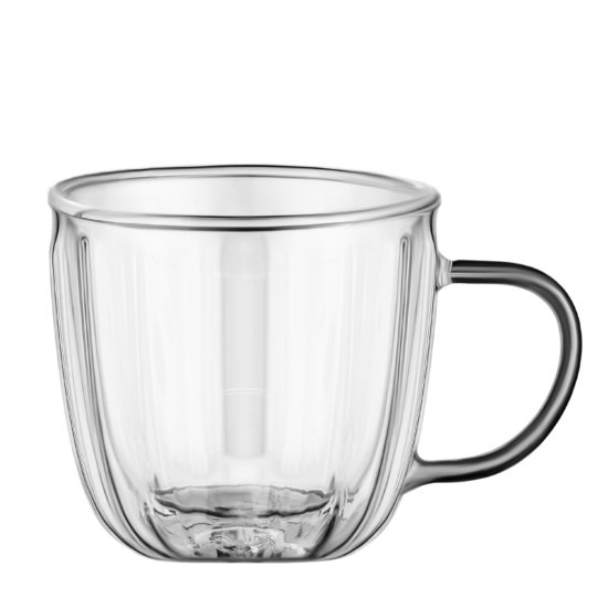 ARDESTO Double wall mug set with handles 350ml, 2pcs, borosilicate glass, transparent