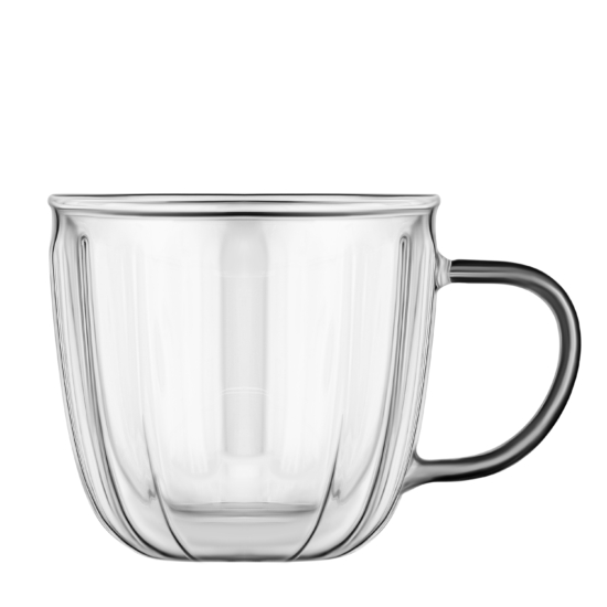 ARDESTO Double wall mug set with handles 350ml, 2pcs, borosilicate glass, transparent