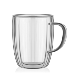 ARDESTO Double wall mug set with handles 450ml, 2pcs, borosilicate glass, transparent