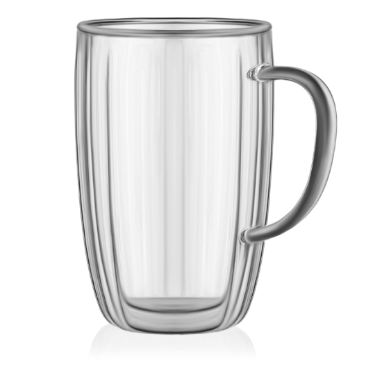 ARDESTO Double wall mug set with handles 350ml, 2pcs, borosilicate glass, transparent