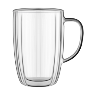 ARDESTO Double wall mug set with handles 350ml, 2pcs, borosilicate glass, transparent