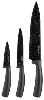 ARDESTO Black Mars Knives Set 3 pcs, black, stainless steel, plastic