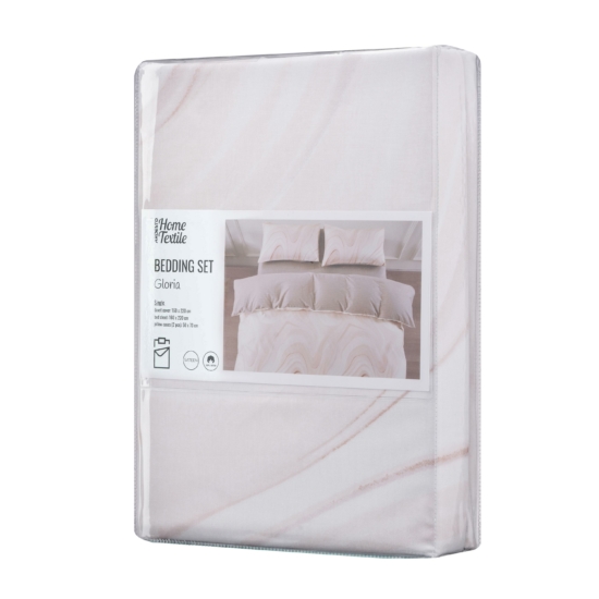 ARDESTO Bedding set 1.5 Gloria, sateen, marble, beige, duvet cover160x220cm, bed sheet 160x220cm, pillowcases (2) 50x70cm, 100% cotton