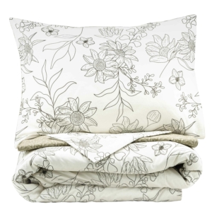 ARDESTO Bedding set 1.5 Gloria, sateen, flowers, beige, duvet cover160x220cm, bed sheet 160x220cm, pillowcases (2) 50x70cm, 100% cotton