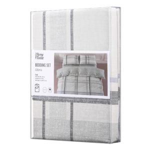 ARDESTO Bedding set 1.5 Gloria, sateen, сheckered, taupe, duvet cover160x220cm, bed sheet 160x220cm, pillowcases (2) 50x70cm, 100% cotton