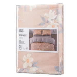 ARDESTO Bedding set 1.5 Gloria, sateen, magnolia, stripes, duvet cover160x220cm, bed sheet 160x220cm, pillowcases (2) 50x70cm, 100% cotton