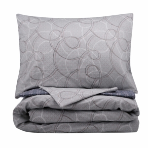 ARDESTO Bedding set 1.5 Gloria, sateen, geometry, grey-blue, duvet cover160x220cm, bed sheet 160x220cm, pillowcases (2) 50x70cm, 100% cotton