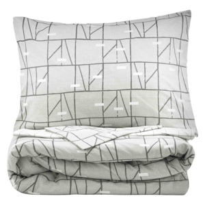 ARDESTO Bedding set 1.5 Gloria, sateen, geometry, grey, duvet cover160x220cm, bed sheet 160x220cm, pillowcases (2) 50x70cm, 100% cotton