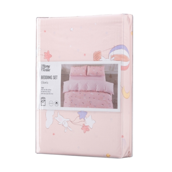 ARDESTO Bedding set 1.5 Gloria, sateen, joy, pink, duvet cover160x220cm, bed sheet 160x220cm, pillowcases (2) 50x70cm, 100% cotton