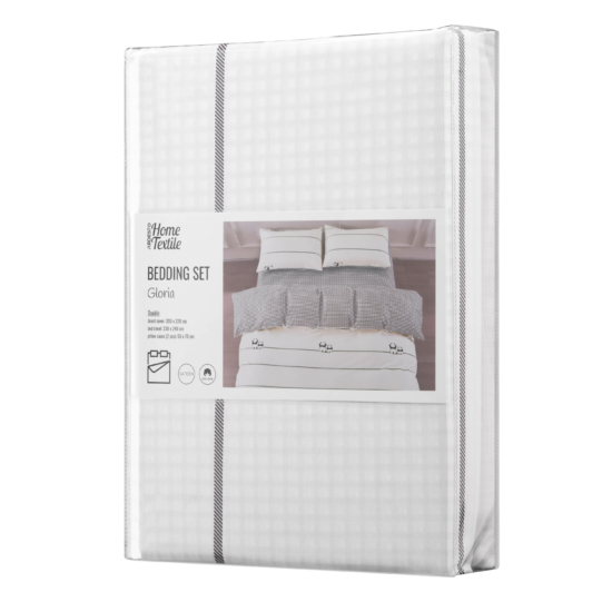 ARDESTO Bedding set 2.0 Gloria, sateen, pandas, checkered, duvet cover 200x220cm, bed sheet 230x240cm, pillowcases (2) 50x70cm, 100% cotton