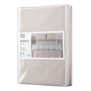 ARDESTO Bedding set 2.0 Gloria, sateen, stripes, brown, duvet cover 200x220cm, bed sheet 230x240cm, pillowcases (2) 50x70cm, 100% cotton