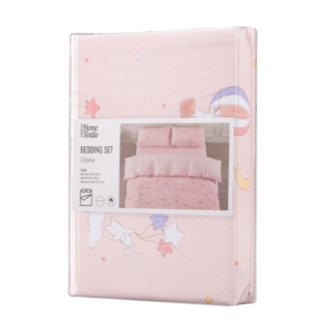 ARDESTO Bedding set 2.0 Gloria, sateen, joy, pink, duvet cover 200x220cm, bed sheet 230x240cm, pillowcases (2) 50x70cm, 100% cotton