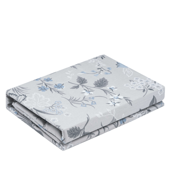 ARDESTO Bedding set 2.0 Gloria, sateen, wildflowers, light grey, duvet cover 200x220cm, bed sheet 230x240cm, pillowcases (2) 50x70cm, 100% cotton