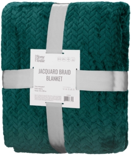 ARDESTO Плед Jacquard Braid 160х200см, 100% поліестер, смарагдовий