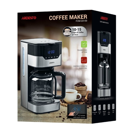 ARDESTO Coffe maker drip FCM-D3100, 1,5L, ground, black-silver