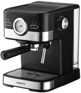 ARDESTO coffee maker carob 1.5l, ground, hand capuchino maker, black-silver