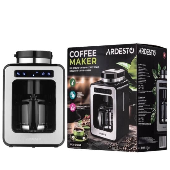 ARDESTO coffee maker drip 0.6l, ground + beans, display, silver-black