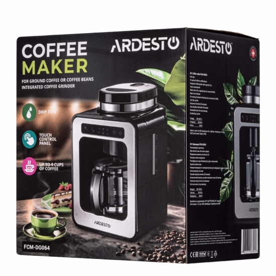 ARDESTO coffee maker drip 0.6l, ground + beans, display, silver-black