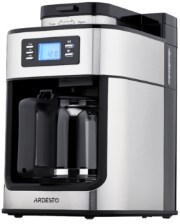 ARDESTO Coffe maker drip Steel Collection YCM-D1200, 1.2L, ground+beans, display, silver-black