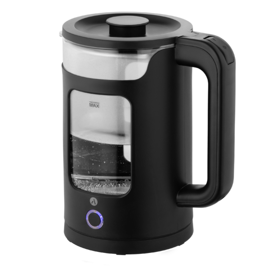 ARDESTO Electric Kettle 1.5L, glass+plastic, black