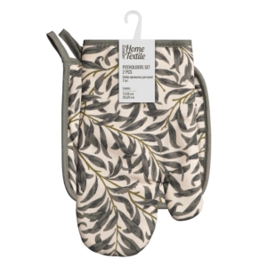 ARDESTO Potholder set for kitchen Leaves 17х28cm, 20х20cm, 90% polyester, 10% cotton