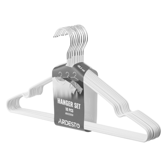 ARDESTO Hanger Set 40.5cm, 10pcs, metal, PVC, white