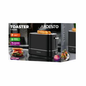 ARDESTO Toaster T-F420B, 800W, plastic, 2 slots, black
