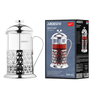 ARDESTO French press Gemini Fasano, 600 ml, stainless steel, glass