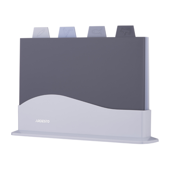 ARDESTO Cutting board set with stand Fresh, 4pcs, 23.8×33.8x7cm, plastic